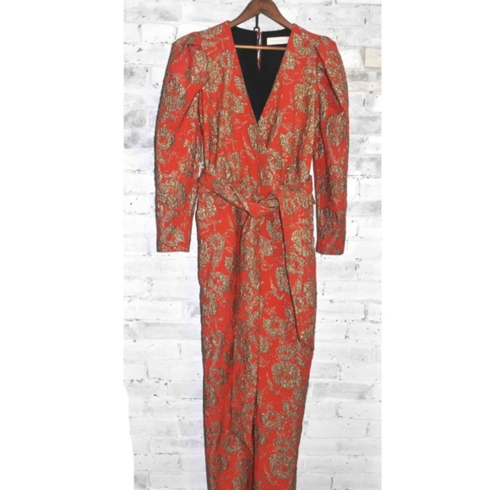 Elegant Red and Gold Jumpsuit